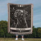 🐾 Woven Blanket Tarot Card - Boxer Black & White