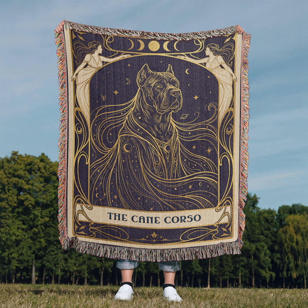 🐾 Woven Blanket Tarot Card - Cane Corso Celestial