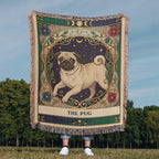 🐾 Woven Blanket Tarot Card - Pug Stained Glass