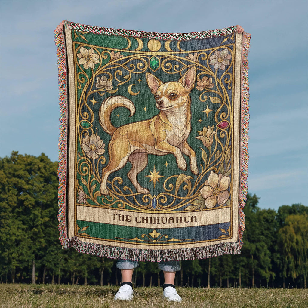 🐾 Woven Blanket Tarot Card - Chihuahua Jeweled addition