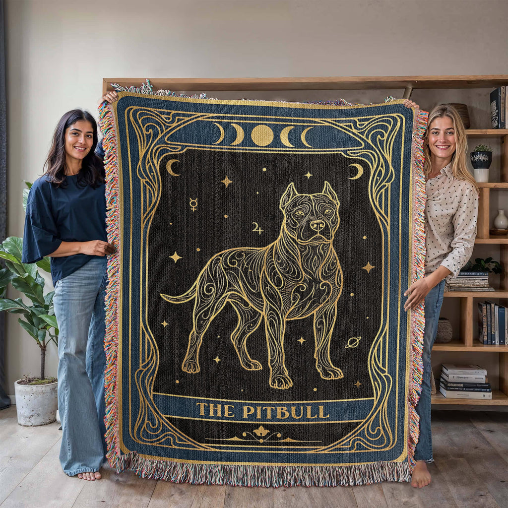 🐾 Woven blanket tarot card - Pitbull Celestial