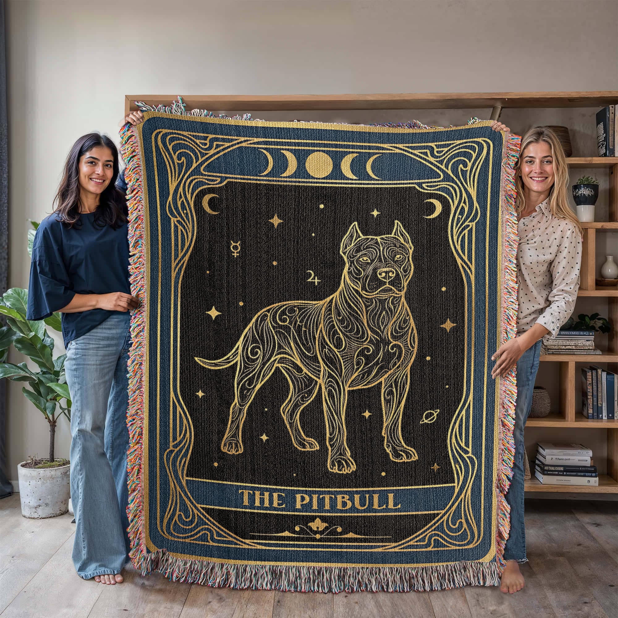 🐾 Woven blanket tarot card - Pitbull Celestial