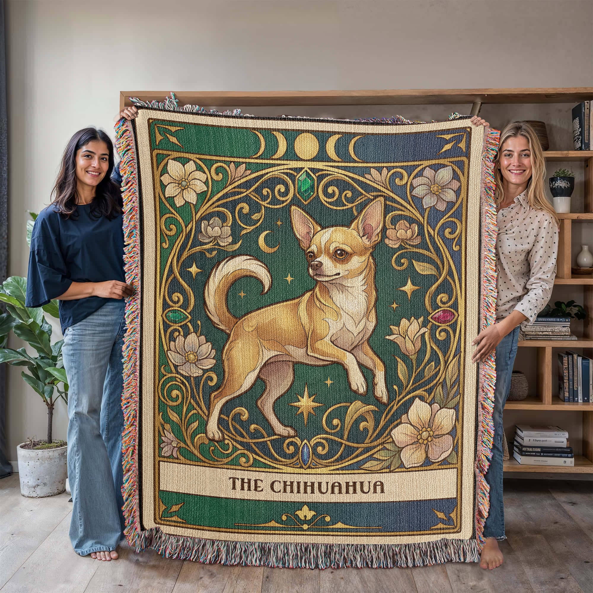 🐾 Woven Blanket Tarot Card - Chihuahua Jeweled addition