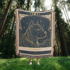 🐾 Woven Blanket Tarot Card- Pitbull Celestial Side profile