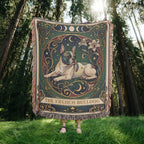 🐾 Woven Blanket Tarot Card - French bulldog Lillies