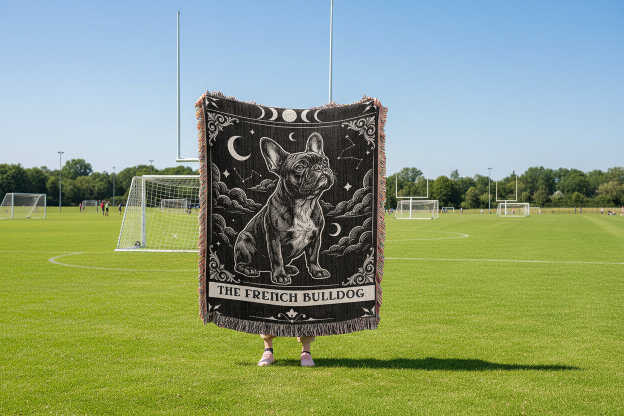 🐾 Woven Blankets Tarot Card - French Bulldog Crescent Moon