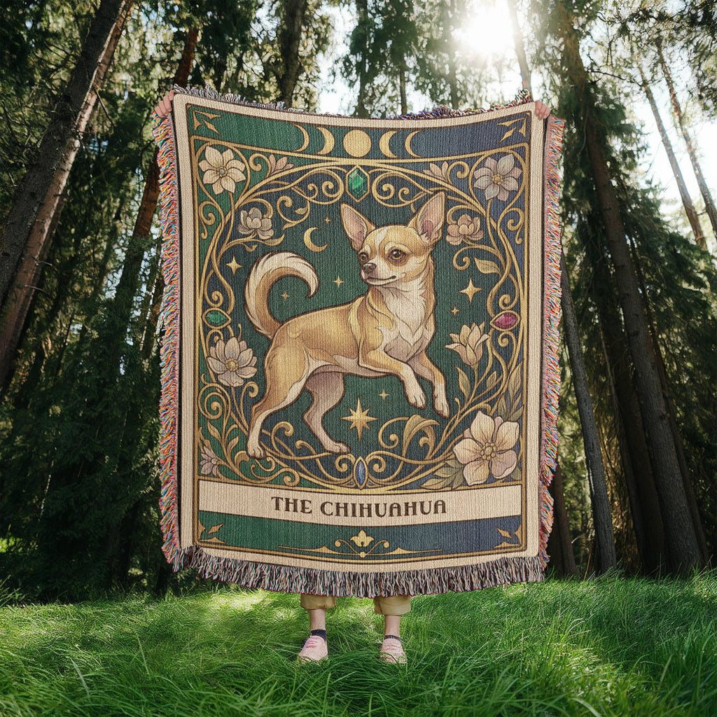 🐾 Woven Blanket Tarot Card - Chihuahua Jeweled addition