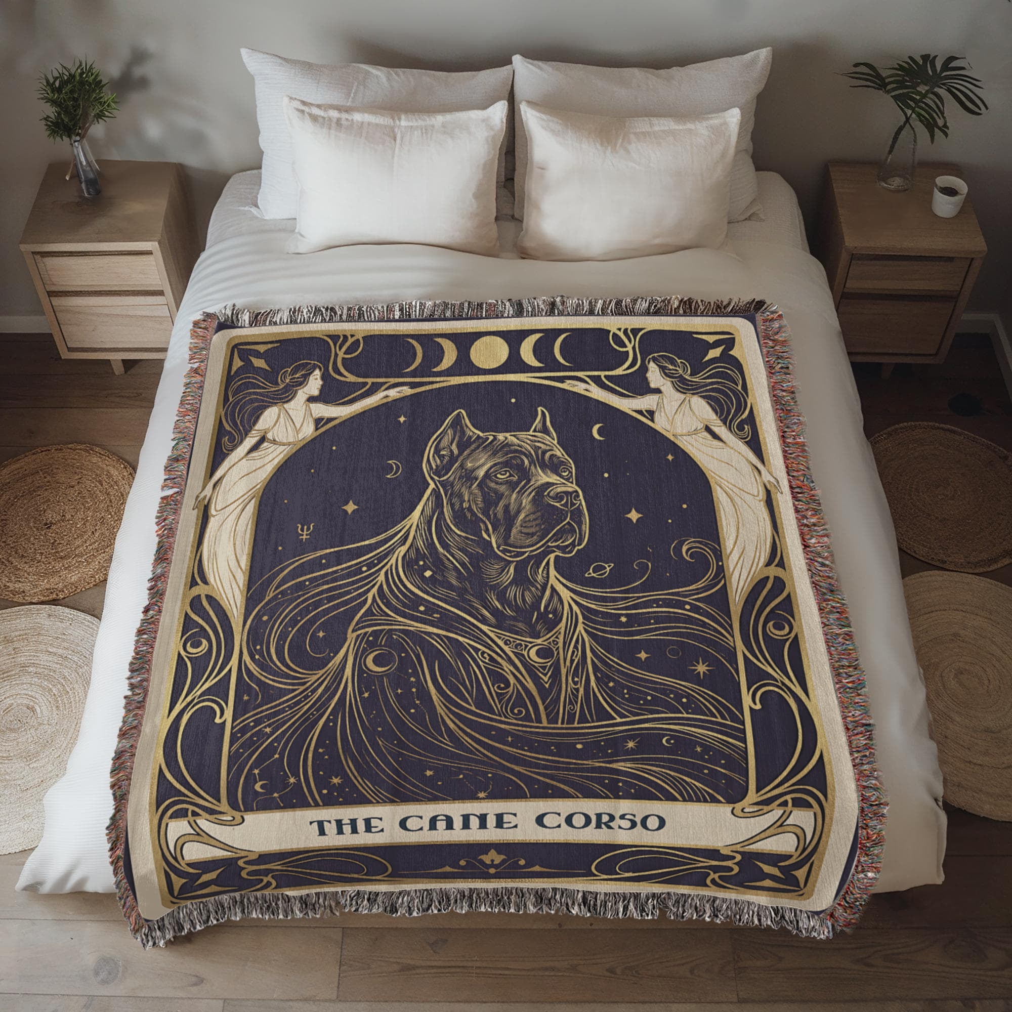 🐾 Woven Blanket Tarot Card - Cane Corso Celestial