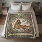 🐾 Woven Blanket Tarot Card - Belgian Malinois Stained Glass