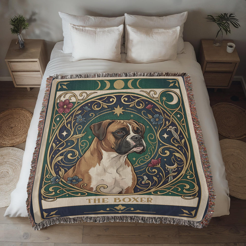 🐾 Woven Blanket Tarot Card - Boxer Portrait