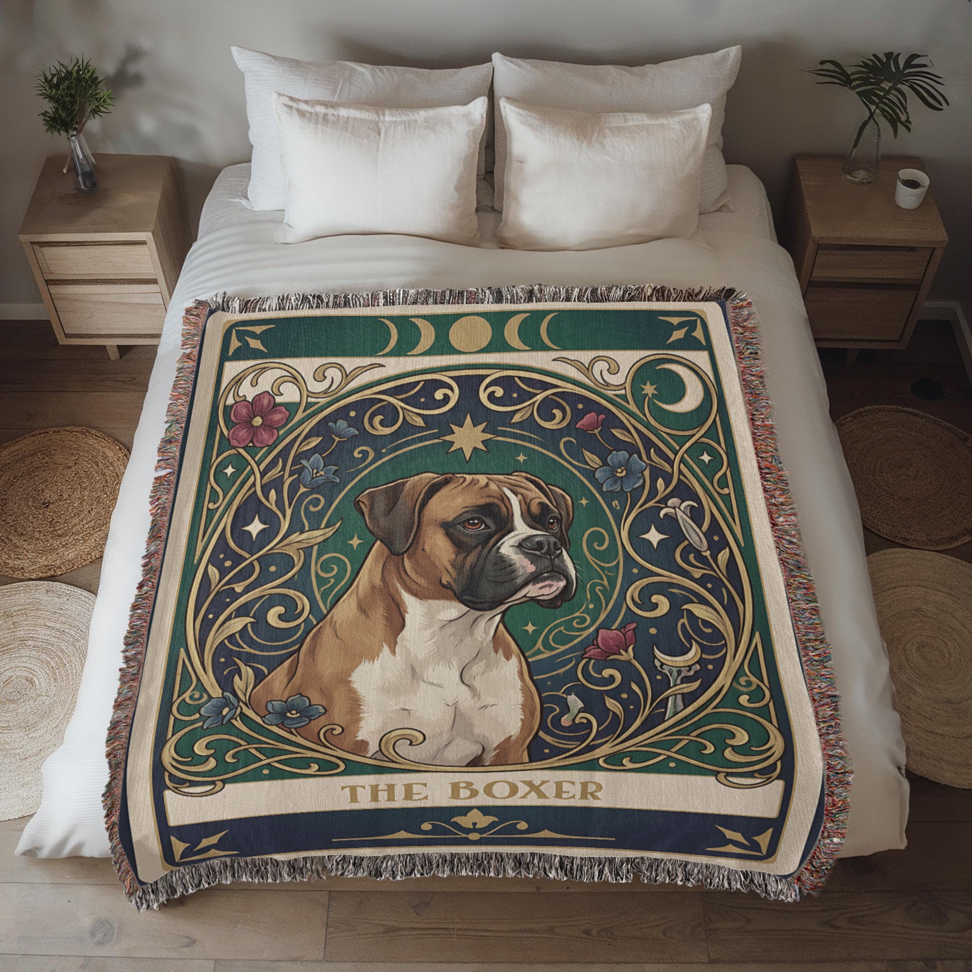 🐾 Woven Blanket Tarot Card - Boxer Portrait