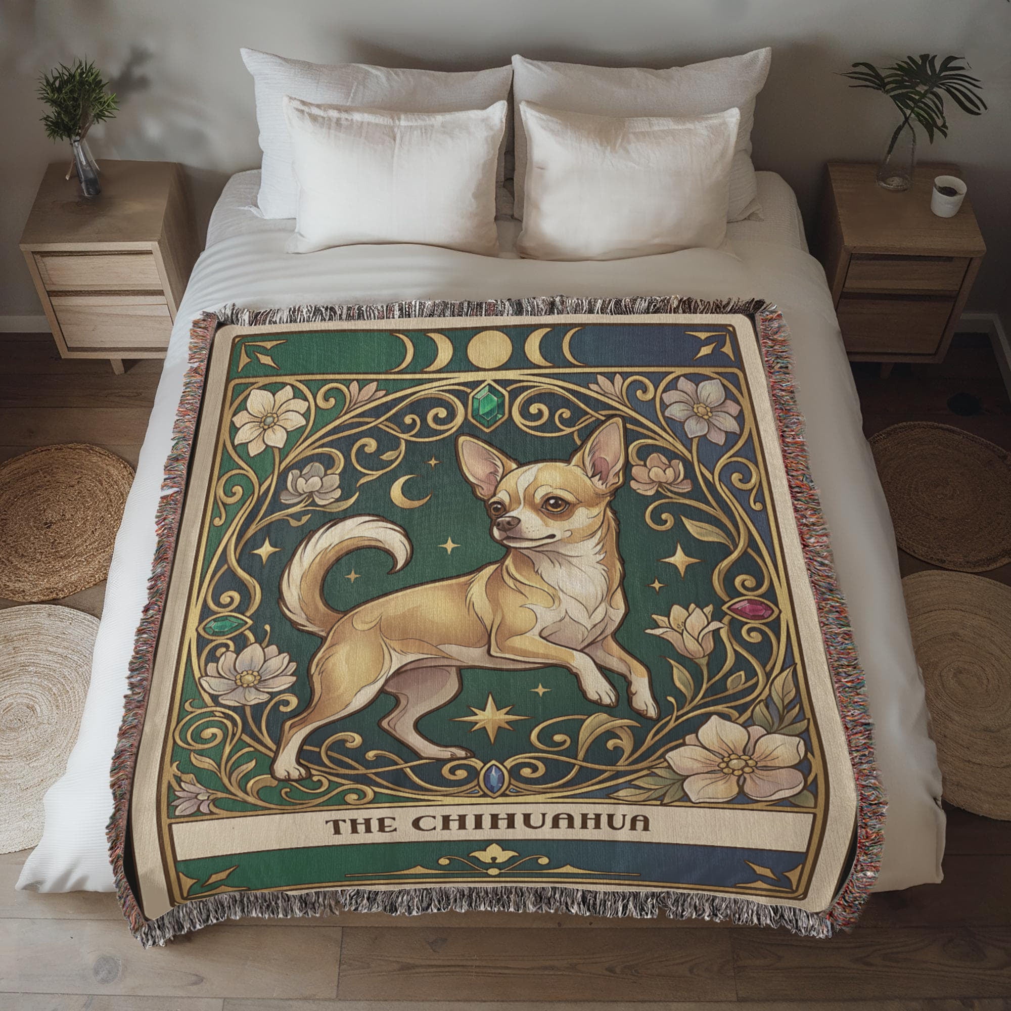 🐾 Woven Blanket Tarot Card - Chihuahua Jeweled addition