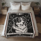 🐾 Woven Blanket Tarot Card - Australian Shepard Black and White