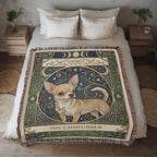 🐾 Woven Blanket Tarot Card - Chihuahua Golden Flowers