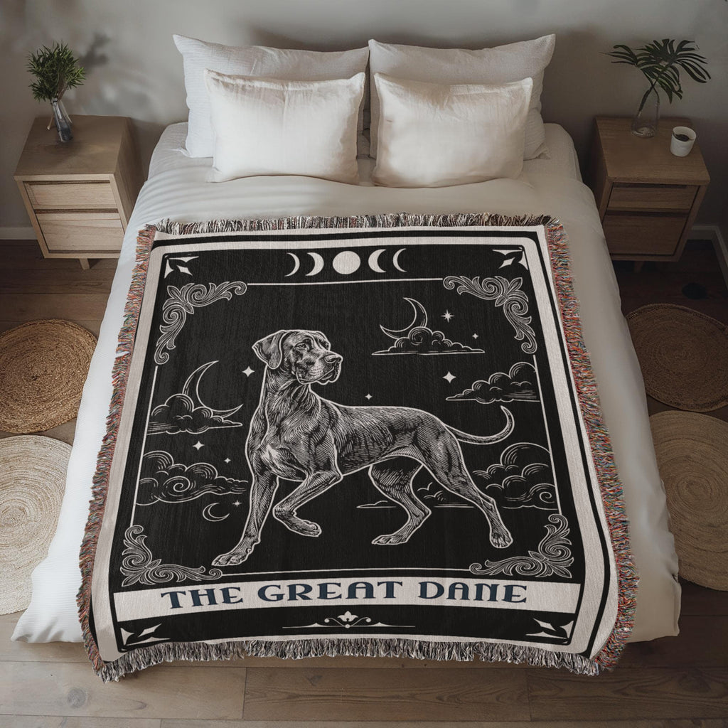 🐾 Woven Blanket Tarot Card - Great Dane Black and White