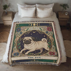 🐾 Woven Blanket Tarot Card - Pug Stained Glass