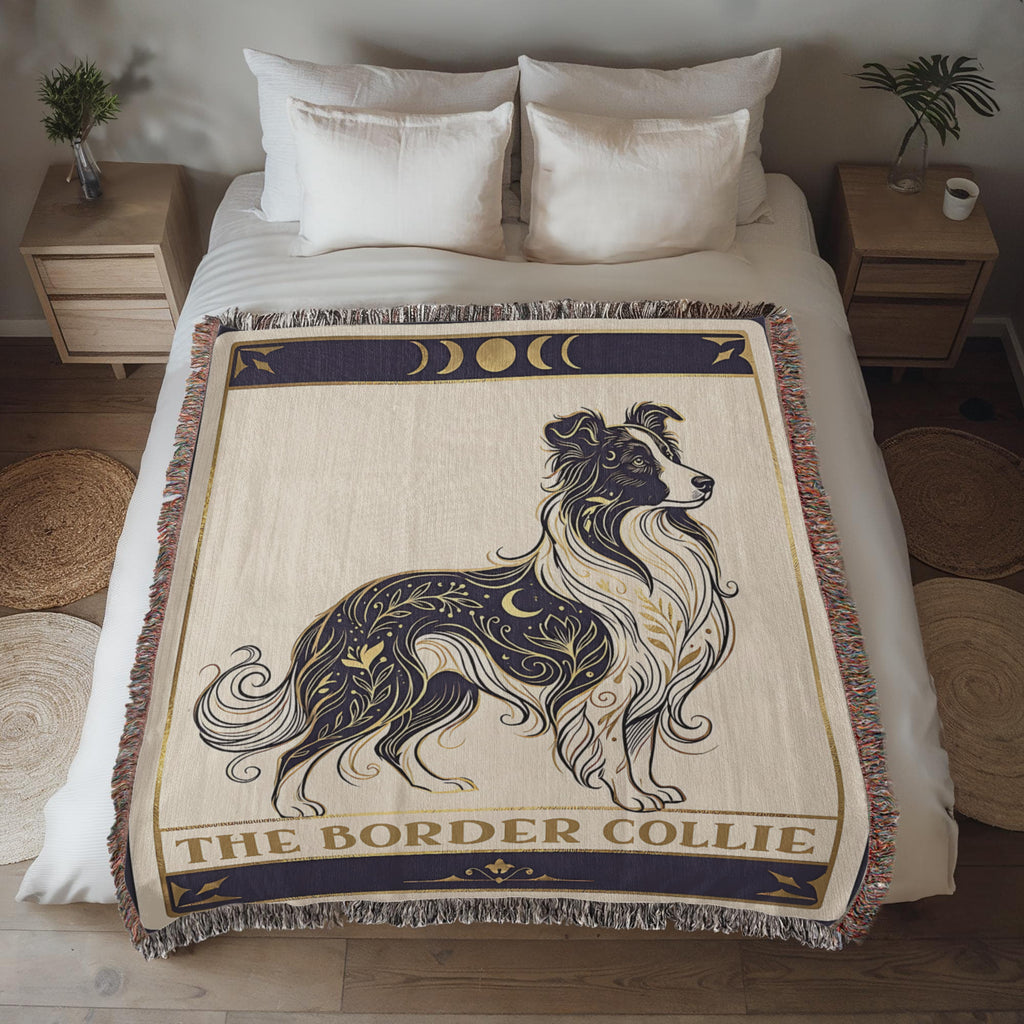 🐾 Woven Blanket Tarot Card - Border Collie Celestial