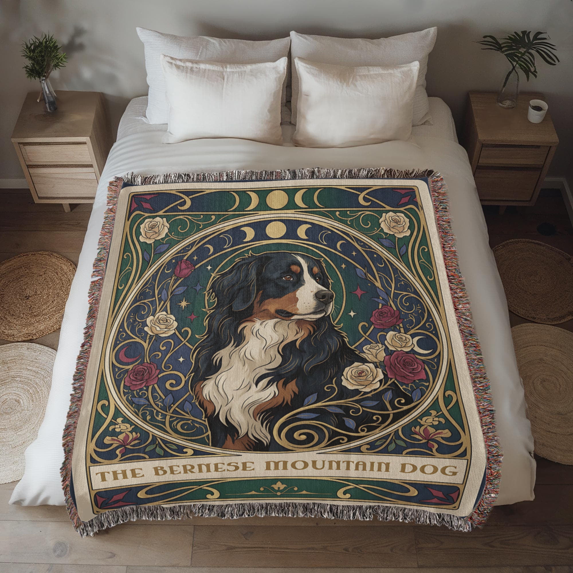 🐾 Woven Blanket Tarot Card - Bernese Mountain Dog - Stained Glass