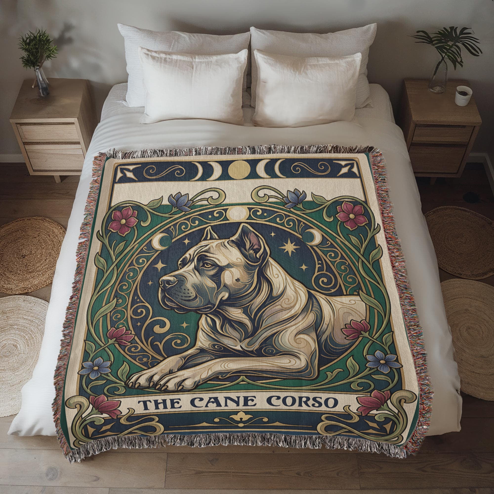 🐾 Woven Blanket Tarot Card - Cane Corso Stained Glass