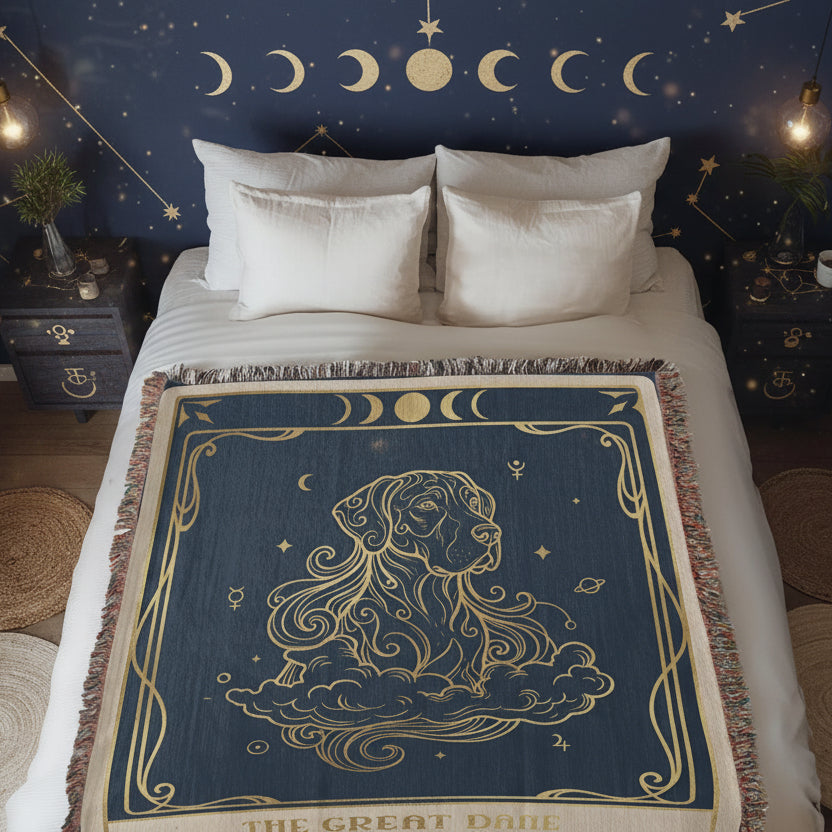 🐾 Woven Blanket Tarot Card - Great Dane Floating