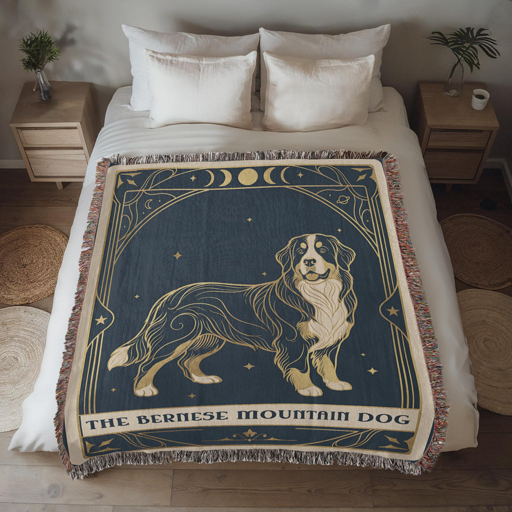🐾 Woven Blanket Tarot Card - Bernese Mountain Dog Celestial