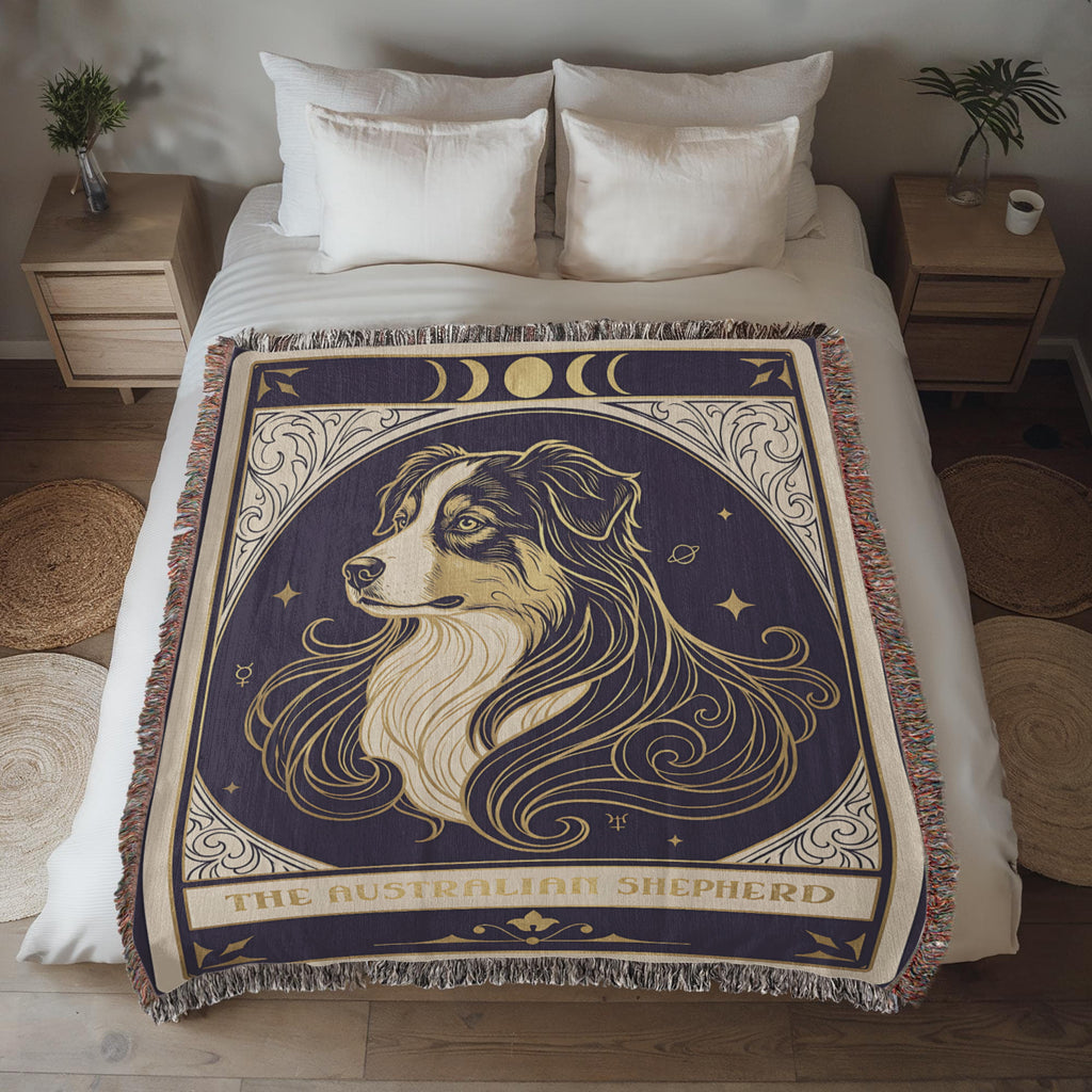 🐾 Woven Blanket Tarot Card - Australian Shepard Profile