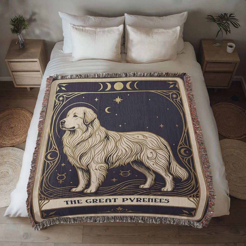 🐾 Woven Blanket Tarot Card - Great Pyrenees Celestial