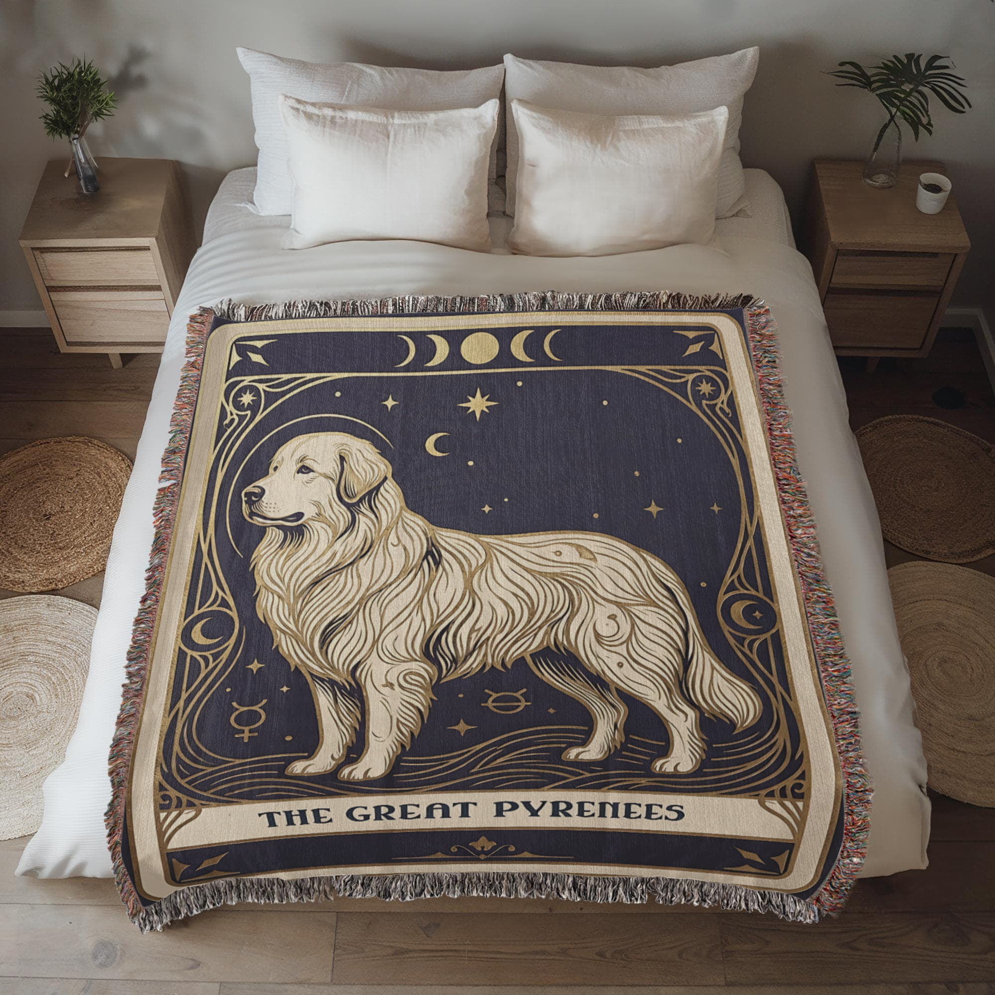 🐾 Woven Blanket Tarot Card - Great Pyrenees Celestial