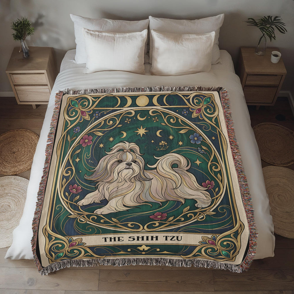 🐾 Woven Blanket Tarot Card - Shih Tzu
