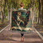 Pitbull Stained Glass Art Nouveau Tarot Woven Blanket - Heirloom Cotton Throw