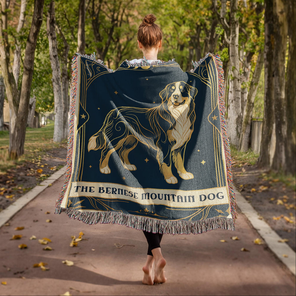 🐾 Woven Blanket Tarot Card - Bernese Mountain Dog Celestial