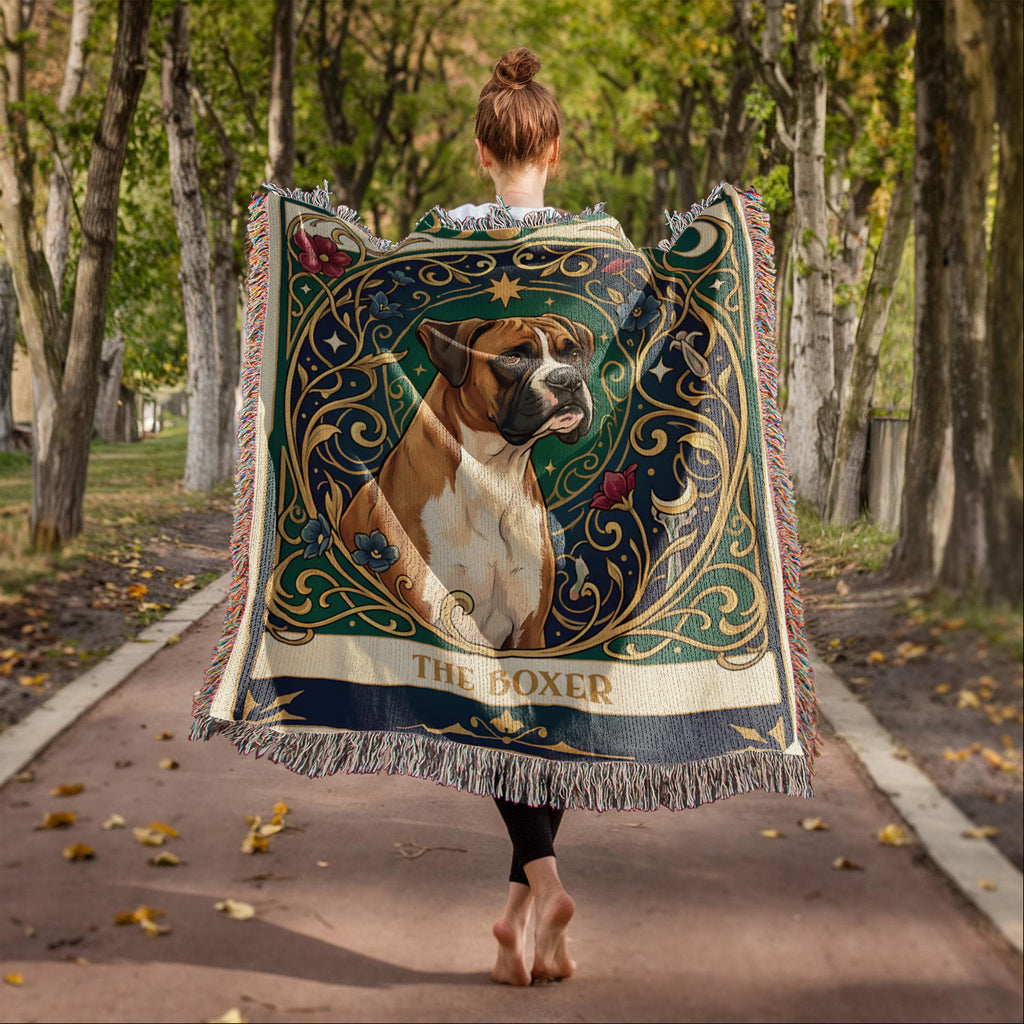 🐾 Woven Blanket Tarot Card - Boxer Portrait