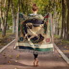 🐾 Woven Blanket Tarot Card - Pug Stained Glass