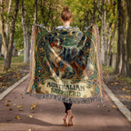 🐾 Woven Blanket Tarot Card - Australian Shepard Art Deco