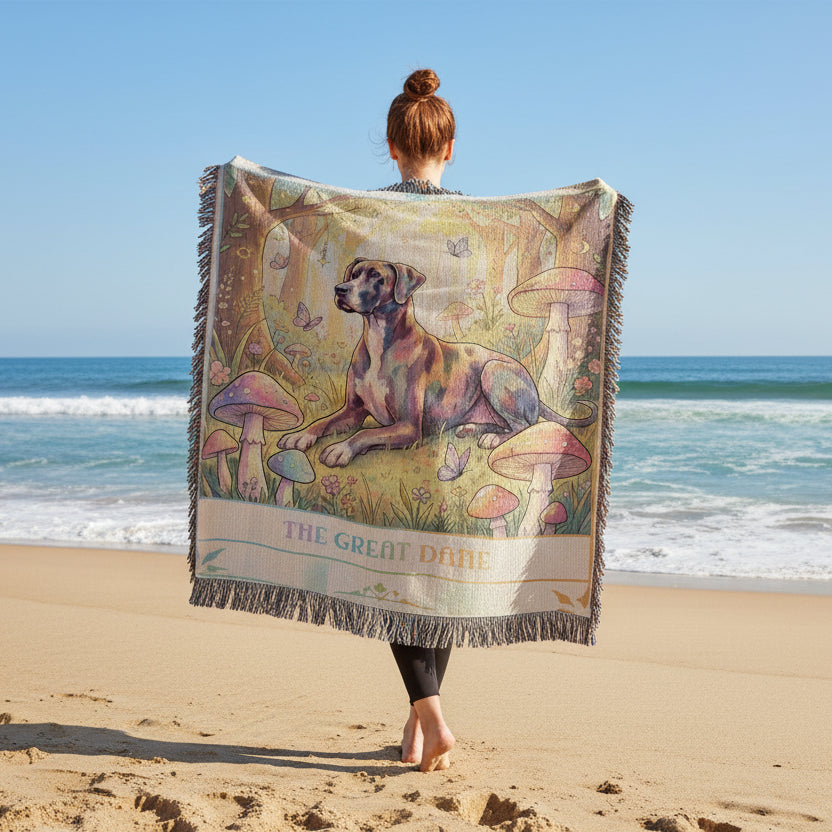 🐾 Woven Blanket Tarot Card - Great Dane Cottage Core