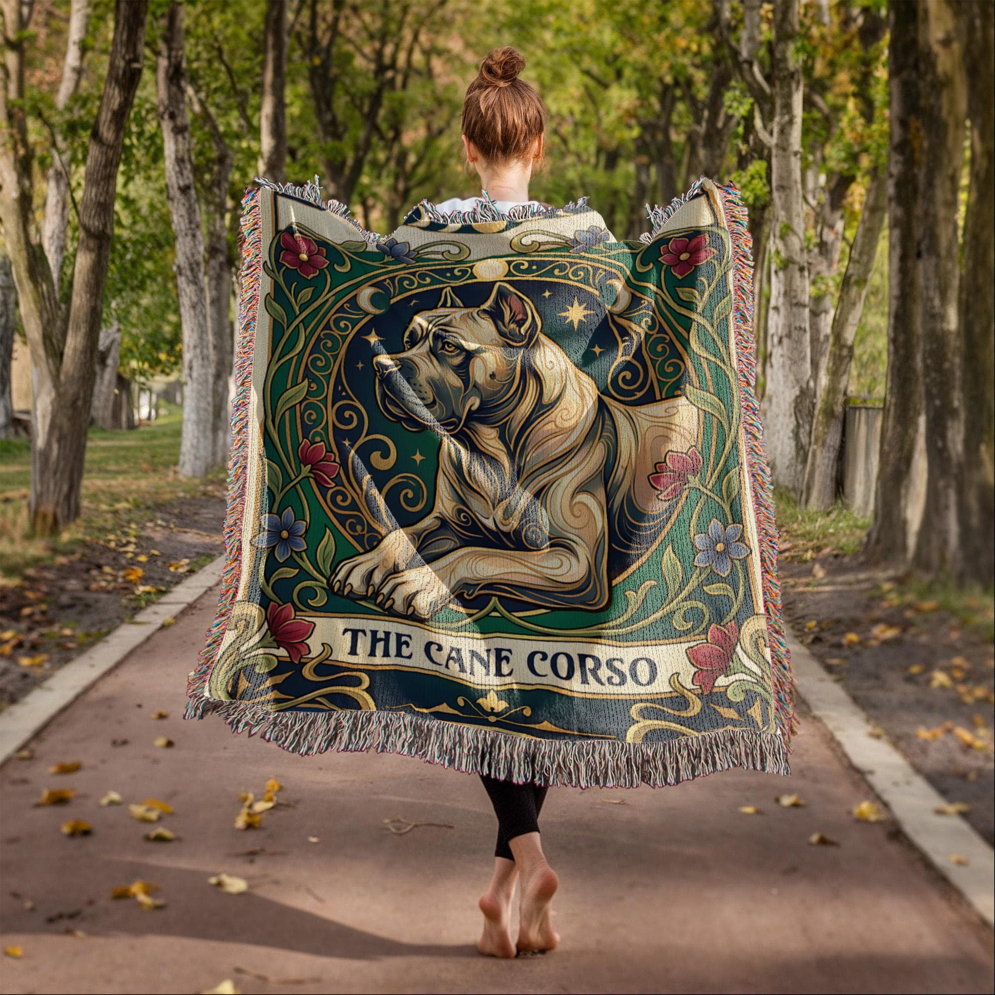 🐾 Woven Blanket Tarot Card - Cane Corso Stained Glass