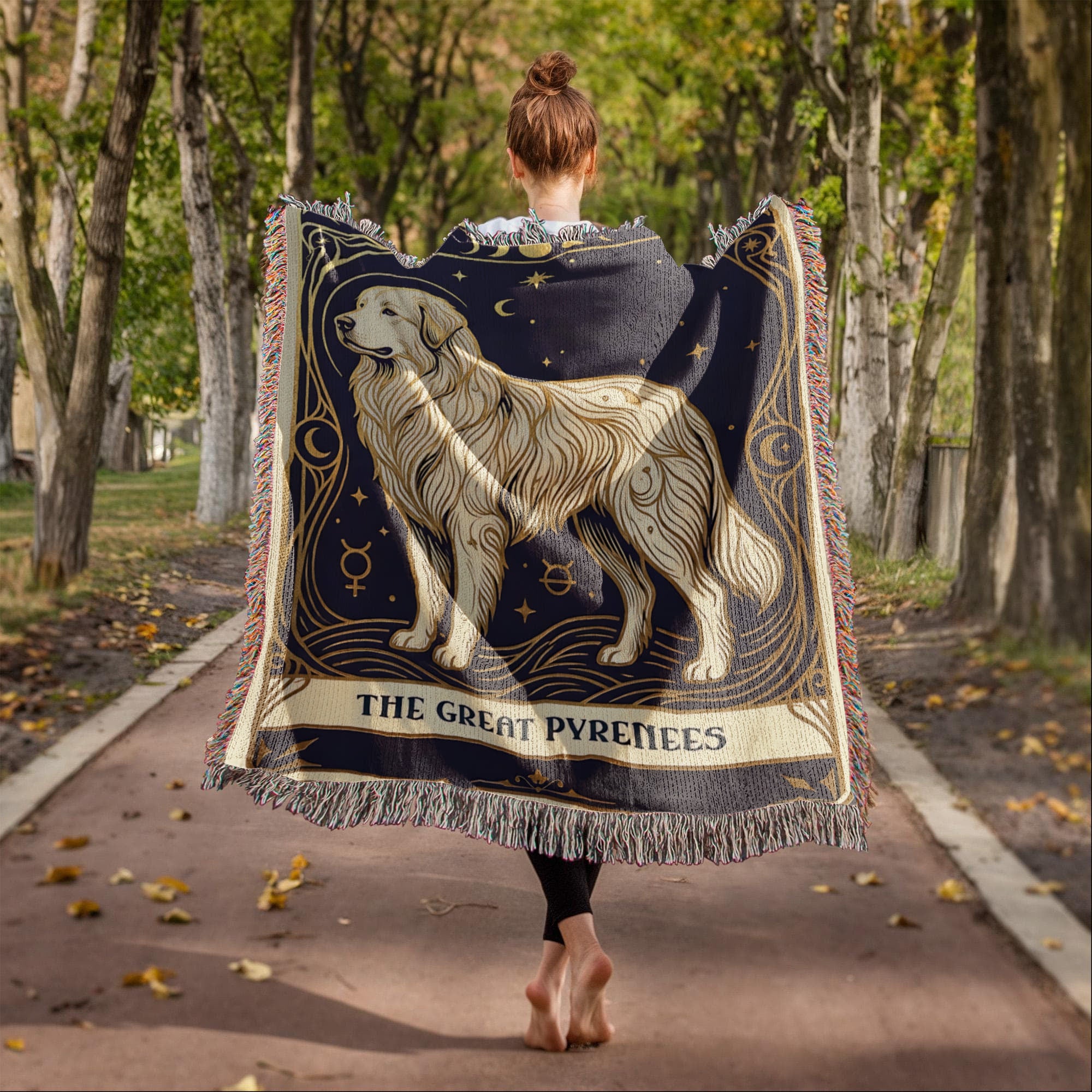 🐾 Woven Blanket Tarot Card - Great Pyrenees Celestial
