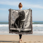 🐾 Woven Blanket Tarot Card - Shiba Imu B&W