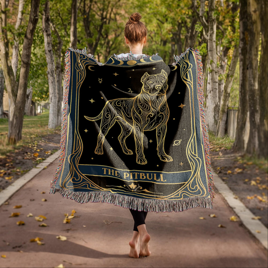 🐾 Woven blanket tarot card - Pitbull Celestial