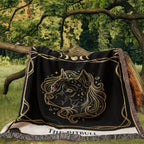 🐾 Woven Blanket Tarot Card - Pitbull Celestial Head Shot