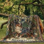 🐾 Woven Blanket Tarot Card - Australian Shepard Art Deco