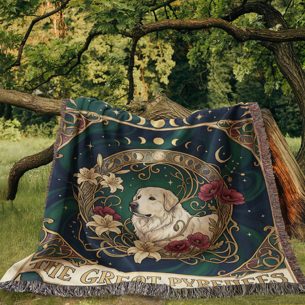 🐾 Woven Blanket Tarot Card - Great Pyrenees Roses