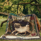 🐾 Woven Blanket Tarot Card - Pug Stained Glass