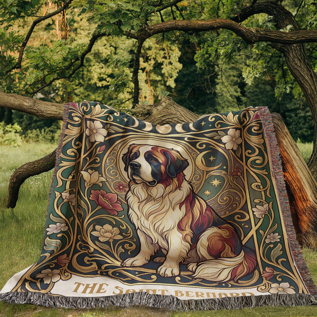 🐾 Woven Blanket Tarot Card Saint Bernard Roses