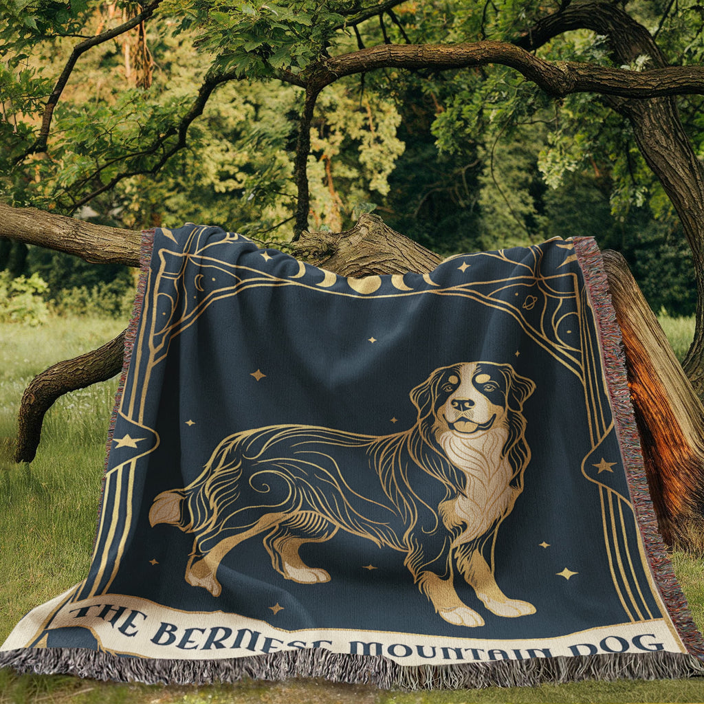 🐾 Woven Blanket Tarot Card - Bernese Mountain Dog Celestial