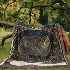🐾 Woven Blanket Tarot Card Pomeranian Gold & Black