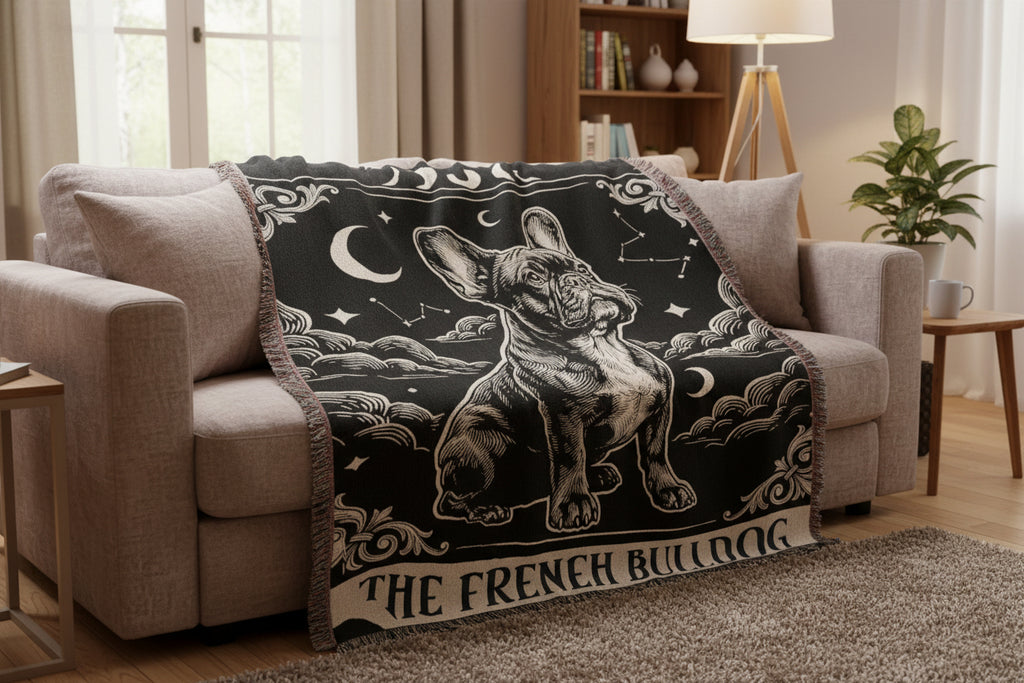 🐾 Woven Blankets Tarot Card - French Bulldog Crescent Moon
