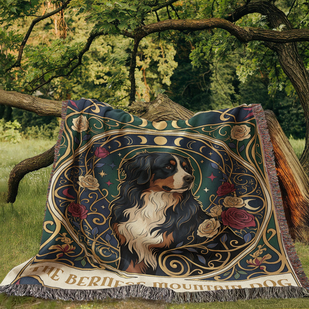 🐾 Woven Blanket Tarot Card - Bernese Mountain Dog - Stained Glass
