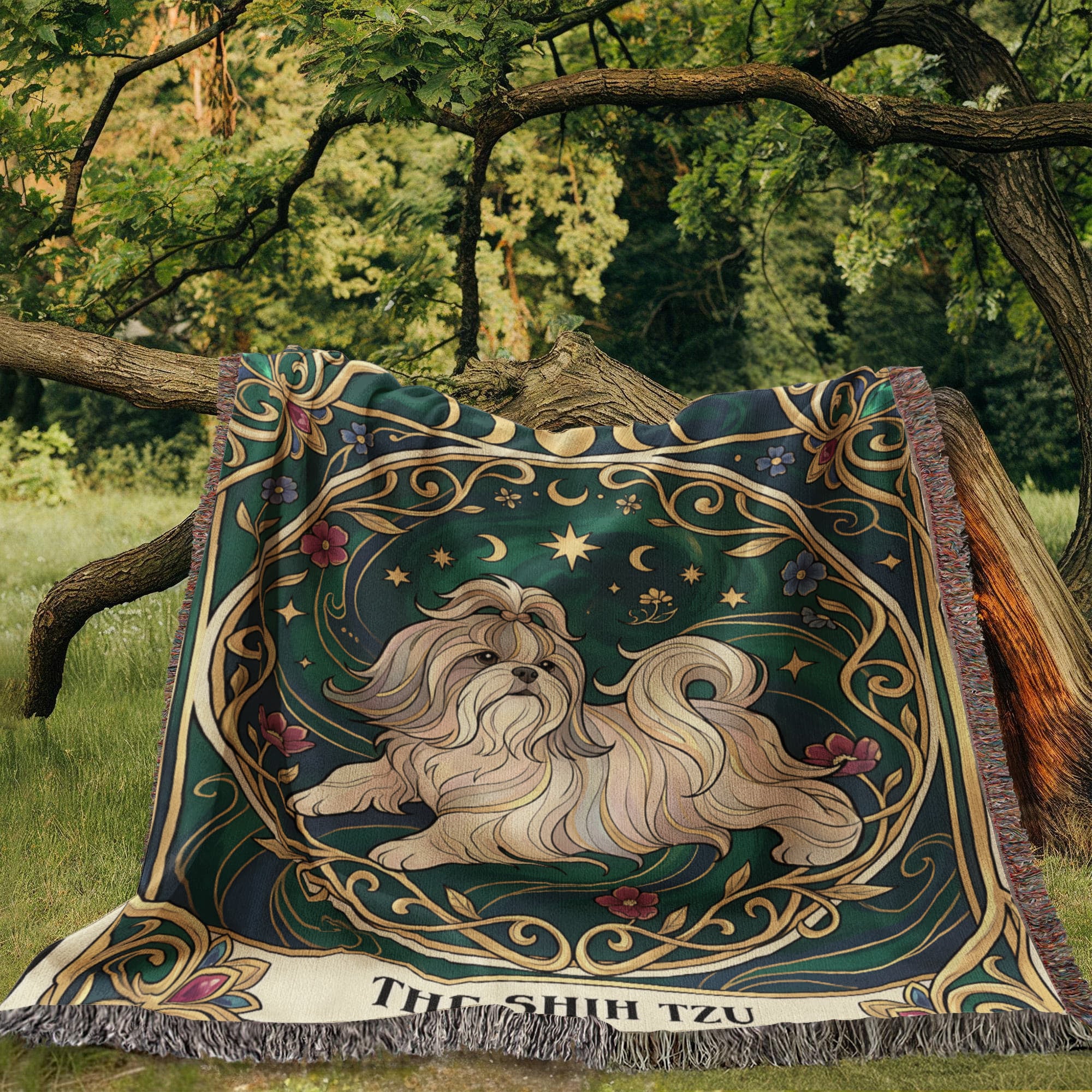 🐾 Woven Blanket Tarot Card - Shih Tzu