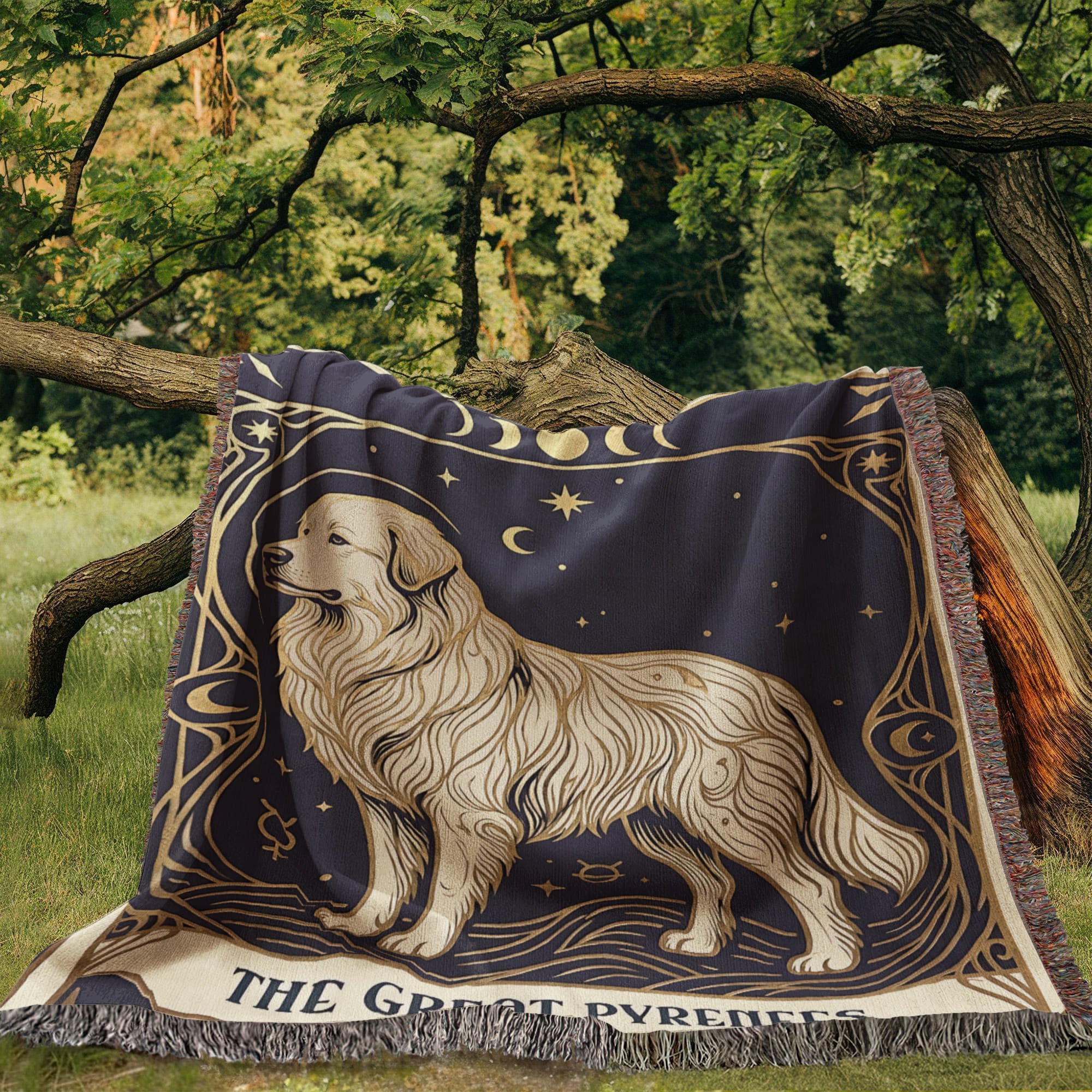 🐾 Woven Blanket Tarot Card - Great Pyrenees Celestial
